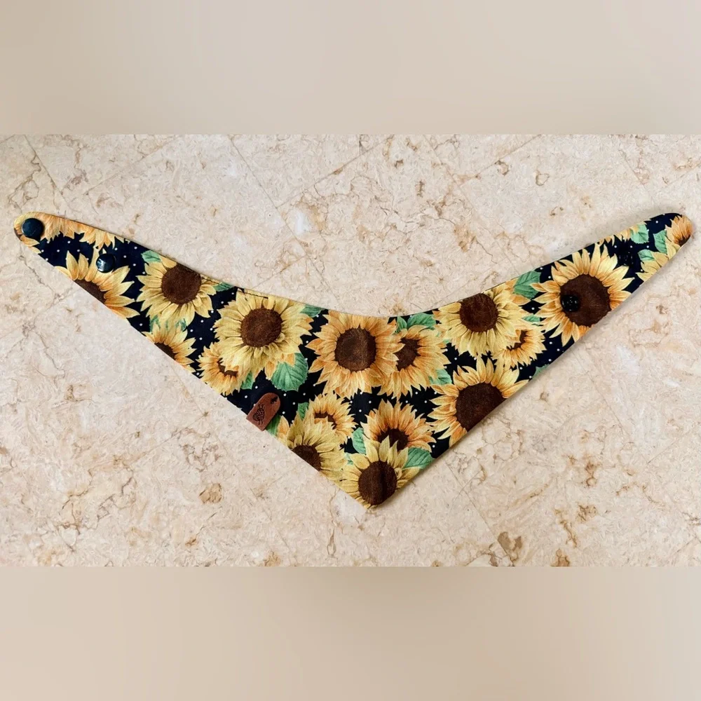 Sunflower Print Cat or Dog Bandana- Reversible!